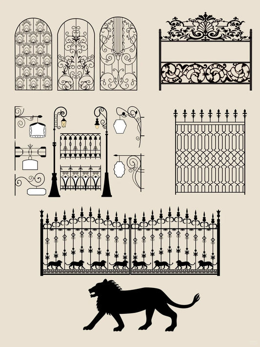 Black Rothnow wrought iron garden gate with decorative design, customized size and sturdy construction for outdoor security and aesthetics.