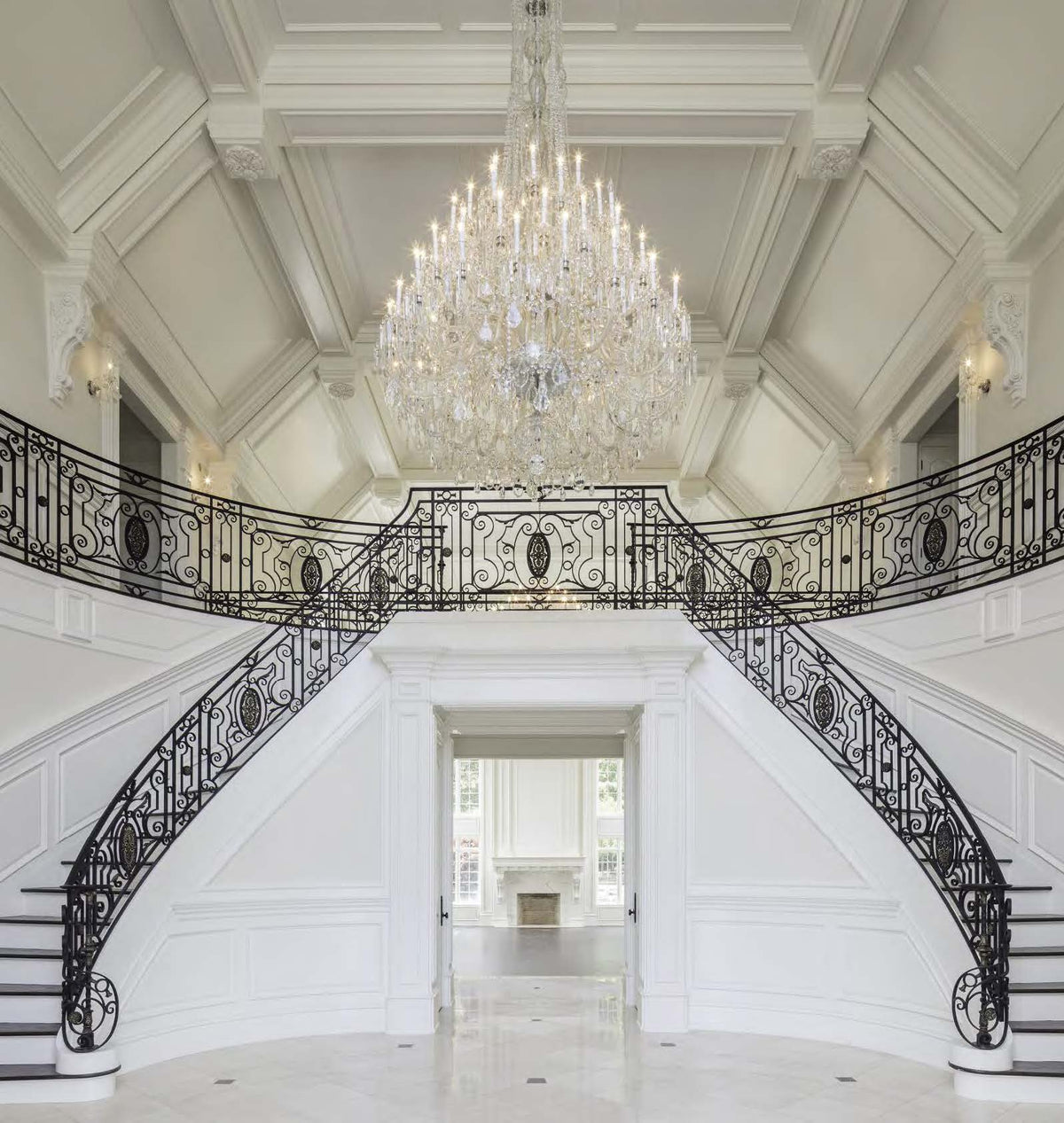 Black Rothnow wrought iron railing and fence with decorative ironwork, customized size, featuring intricate design details.