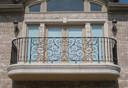 Black Rothnow wrought iron railing with intricate design for fence or barrier, custom-sized for outdoor security.