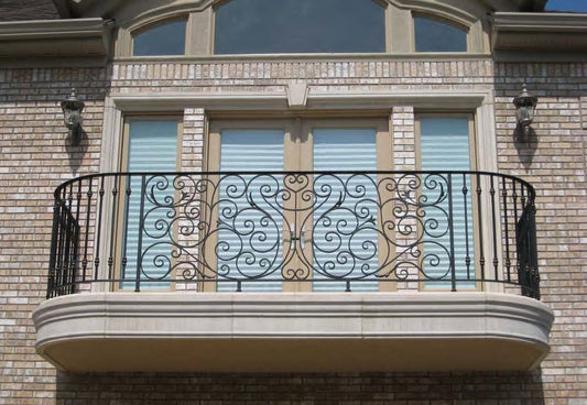 Black Rothnow wrought iron railing with intricate design for fence or barrier, custom-sized for outdoor security.