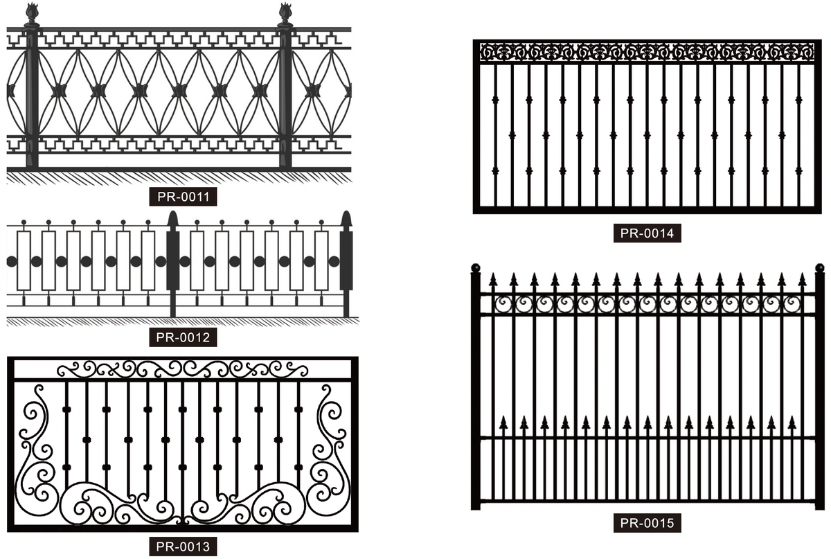 Black Rothnow wrought iron fence with decorative railing design, custom-sized for outdoor security and aesthetic enhancement.