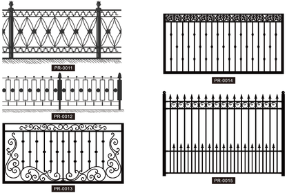 Black Rothnow wrought iron fence with decorative railing design, custom-sized for outdoor security and aesthetic enhancement.