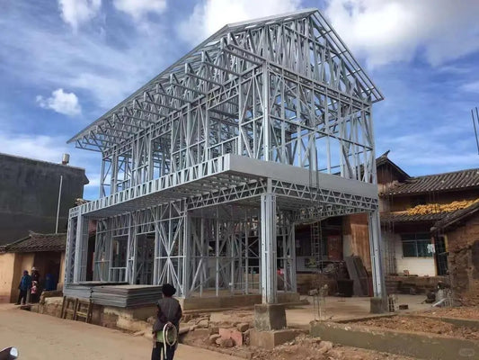 Rothnow® steel structure villa RNLV06 with heavy steel framework, custom-sized building for durable and modern architectural design