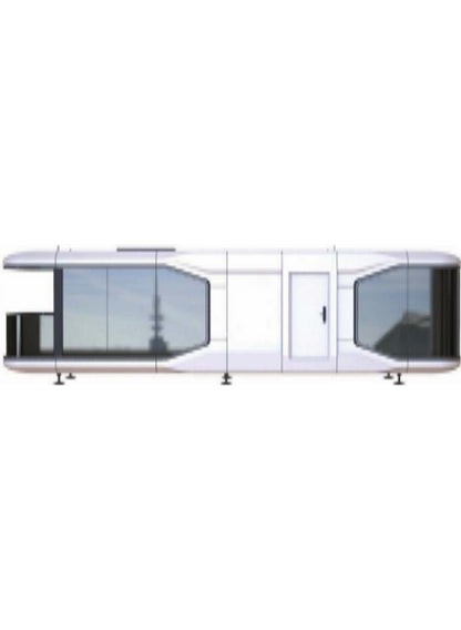 Rothnow® Space Capsule House RNSH05-V7 steel structure building in black, with sleek modern design and compact shape.
