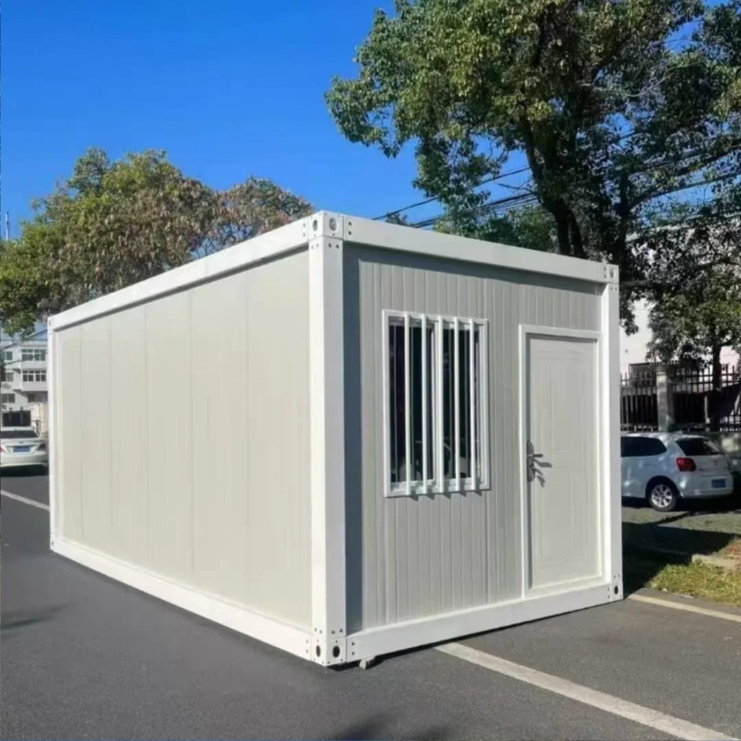 Black Rothnow Prefab House RNPH04 flat pack steel structure building with modern design and compact form.