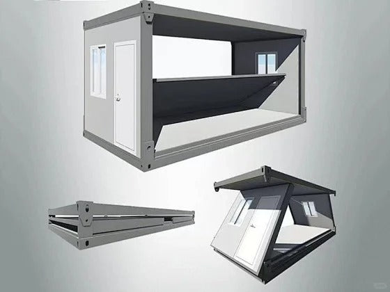 Black Rothnow® Prefab Foldable House made of steel structure, with a compact, foldable design for easy setup and portability.