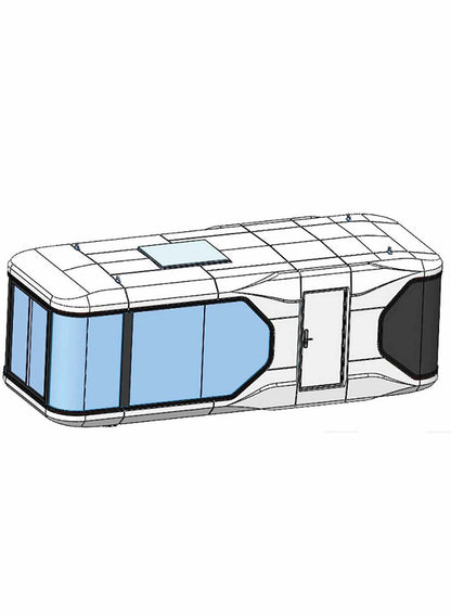 Rothnow Space Capsule House in black, steel structure, European and American versions, with detailed exterior view.