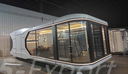 Rothnow Space Capsule House RNSH03-V5 steel structure building in black, European and American versions, with sleek modern design.