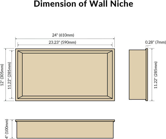 Rothnow® Golden shower niche wall shelf with mirrored finish, ideal for bathroom storage and decor.
