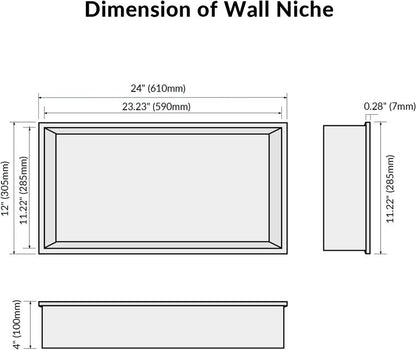 White Rothnow® shower niche wall shelf with mirrored surface, designed for bathroom storage and organization.