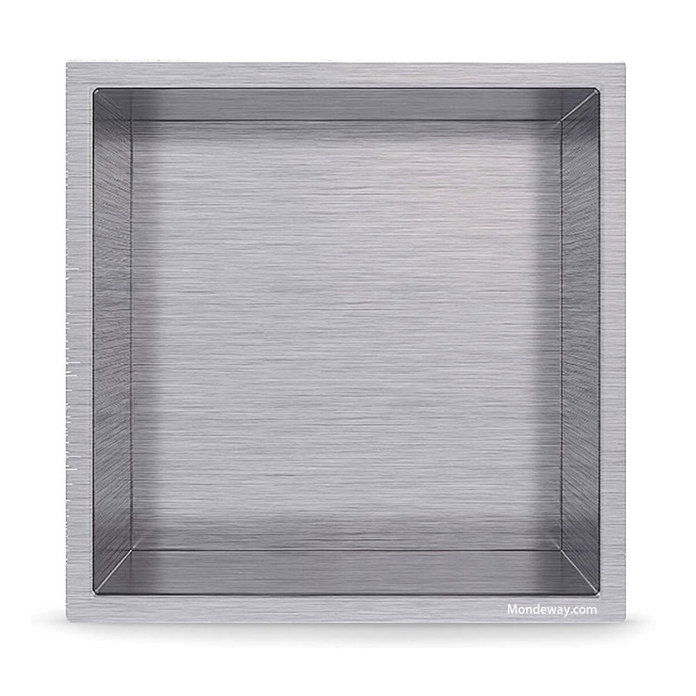 Rothnow® square shower niche in grey with patterned interior, wall-mounted 壁龛 for bathroom storage and organization