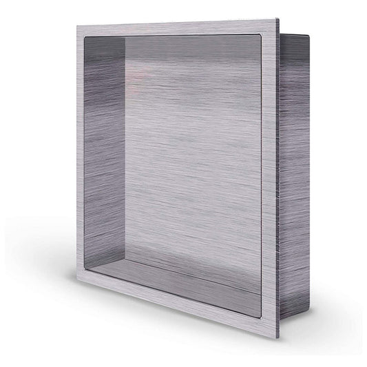 Rothnow® square grey shower niche with patterned design, wall-mounted bathroom storage for toiletries and accessories.