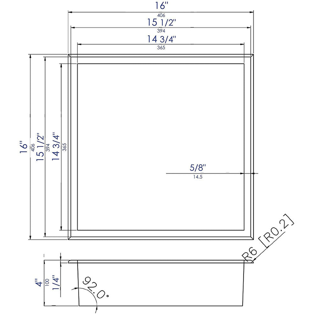 Rothnow® Square Shower Niche RN-WN003 with satin finish, built-in wall shelf for modern bathroom storage.