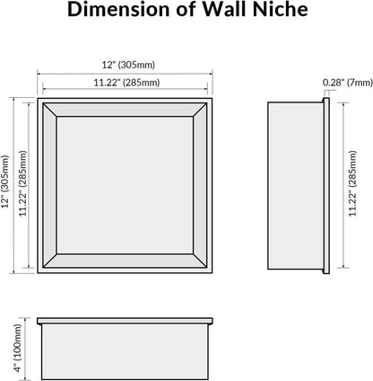 White Rothnow Square Shower Niche wall shelf for bathroom storage, with sleek design and built-in mirror.