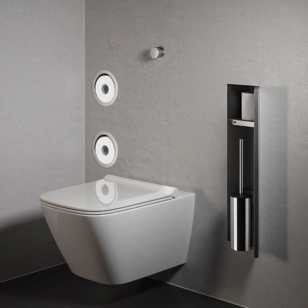 Rothnow Square Shower Niche with Toilet Paper Holder, wall-mounted bathroom storage and toilet paper holder in sleek design.